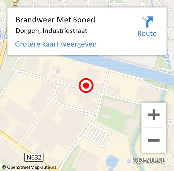 Locatie op kaart van de 112 melding: Brandweer Met Spoed Naar Dongen, Industriestraat op 28 oktober 2015 17:45