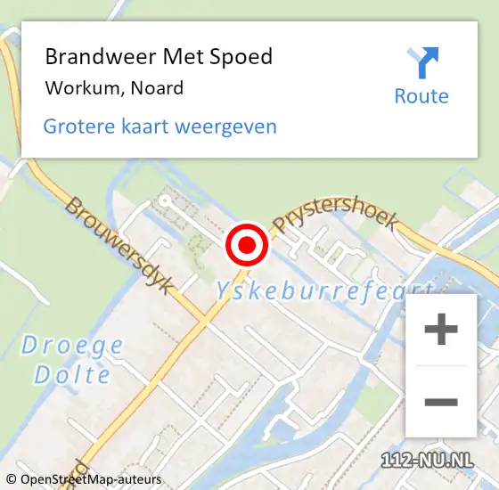 Locatie op kaart van de 112 melding: Brandweer Met Spoed Naar Workum, Noard op 28 oktober 2015 18:18