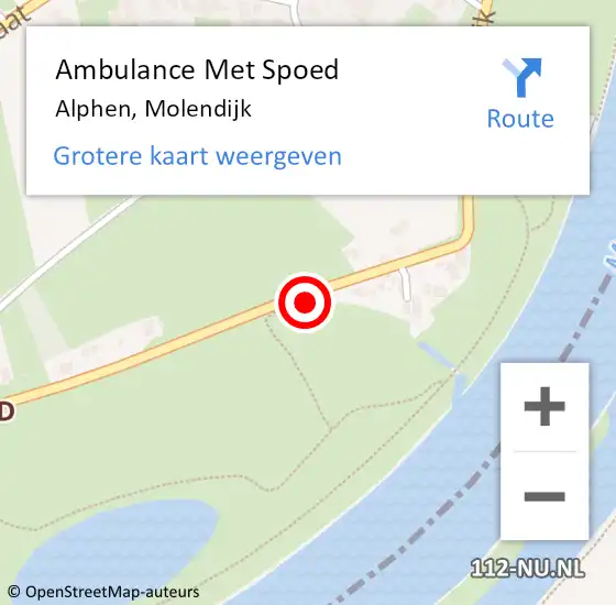 Locatie op kaart van de 112 melding: Ambulance Met Spoed Naar Alphen, Molendijk op 28 oktober 2015 18:31