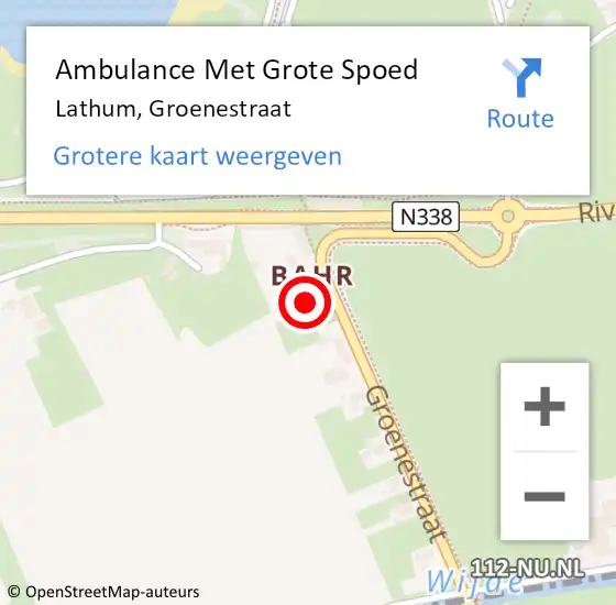 Locatie op kaart van de 112 melding: Ambulance Met Grote Spoed Naar Lathum, Groenestraat op 28 oktober 2015 20:14