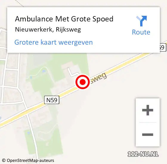 Locatie op kaart van de 112 melding: Ambulance Met Grote Spoed Naar Nieuwerkerk, Rijksweg op 28 oktober 2015 20:32