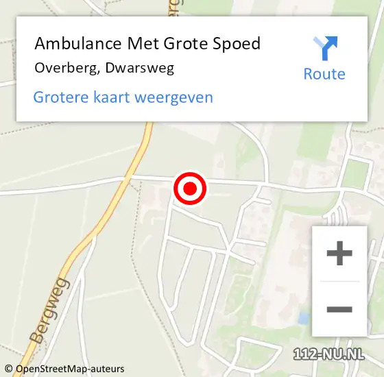 Locatie op kaart van de 112 melding: Ambulance Met Grote Spoed Naar Overberg, Dwarsweg op 28 oktober 2015 22:24