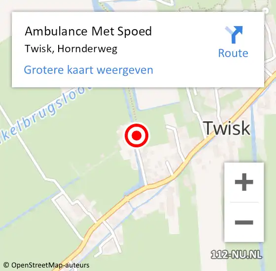 Locatie op kaart van de 112 melding: Ambulance Met Spoed Naar Twisk, Hornderweg op 28 oktober 2015 22:35