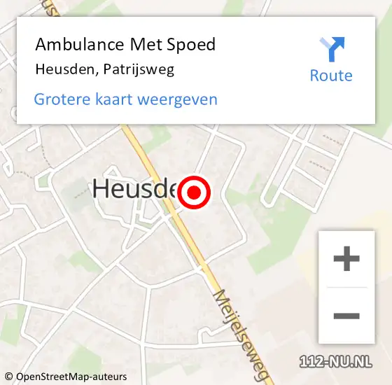 Locatie op kaart van de 112 melding: Ambulance Met Spoed Naar Heusden, Patrijsweg op 28 oktober 2015 23:15