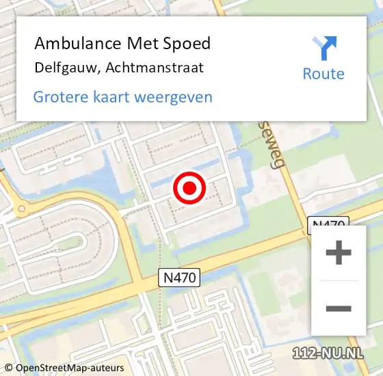 Locatie op kaart van de 112 melding: Ambulance Met Spoed Naar Delfgauw, Achtmanstraat op 29 oktober 2015 02:14