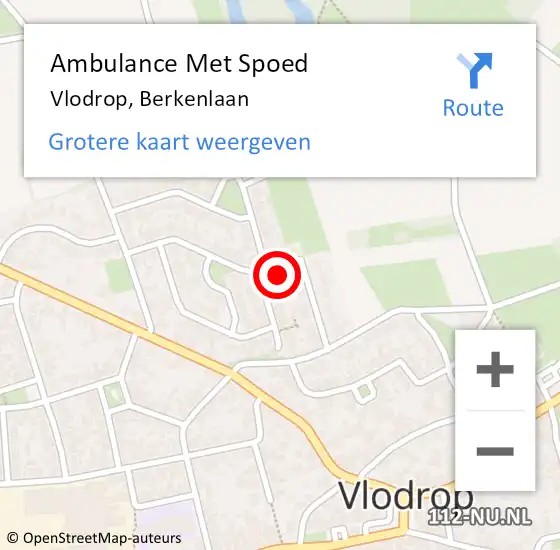 Locatie op kaart van de 112 melding: Ambulance Met Spoed Naar Vlodrop, Berkenlaan op 29 oktober 2015 03:14