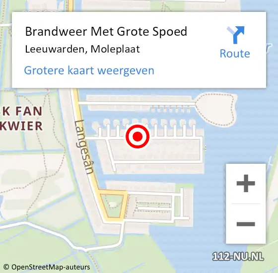 Locatie op kaart van de 112 melding: Brandweer Met Grote Spoed Naar Leeuwarden, Moleplaat op 29 oktober 2015 05:37