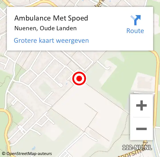 Locatie op kaart van de 112 melding: Ambulance Met Spoed Naar Nuenen, Oude Landen op 29 oktober 2015 08:08