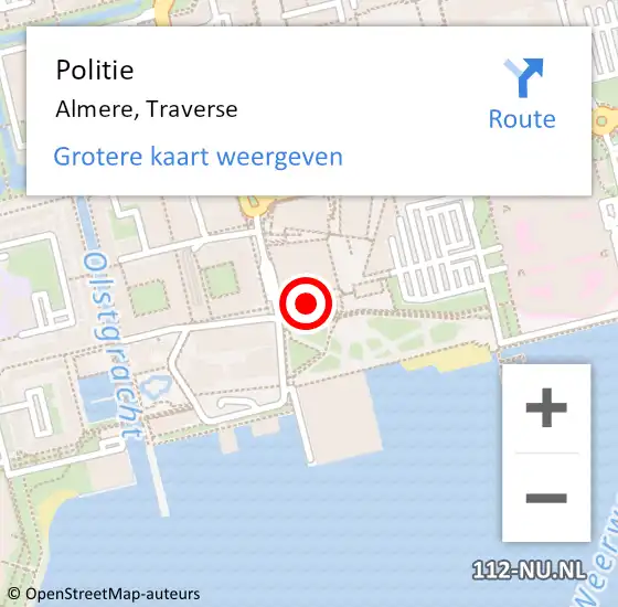 Locatie op kaart van de 112 melding: Politie Almere, Traverse op 29 oktober 2015 08:18