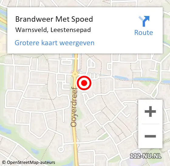 Locatie op kaart van de 112 melding: Brandweer Met Spoed Naar Warnsveld, Leestensepad op 29 oktober 2015 09:22