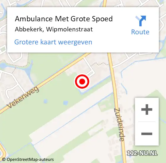 Locatie op kaart van de 112 melding: Ambulance Met Grote Spoed Naar Abbekerk, Wipmolenstraat op 29 oktober 2015 10:10