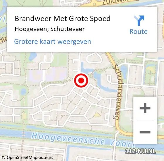 Locatie op kaart van de 112 melding: Brandweer Met Grote Spoed Naar Hoogeveen, Schuttevaer op 29 oktober 2015 10:29