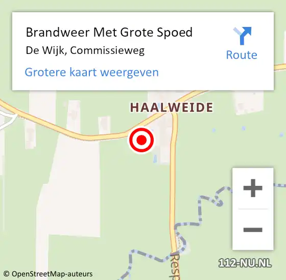 Locatie op kaart van de 112 melding: Brandweer Met Grote Spoed Naar De Wijk, Commissieweg op 29 oktober 2015 10:55