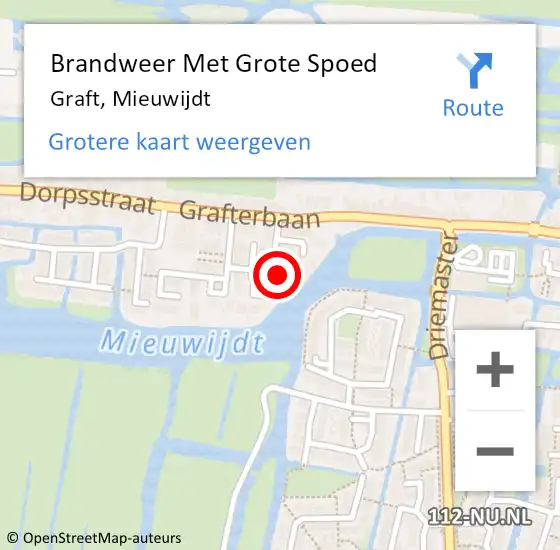 Locatie op kaart van de 112 melding: Brandweer Met Grote Spoed Naar Graft, Mieuwijdt op 29 oktober 2015 10:56