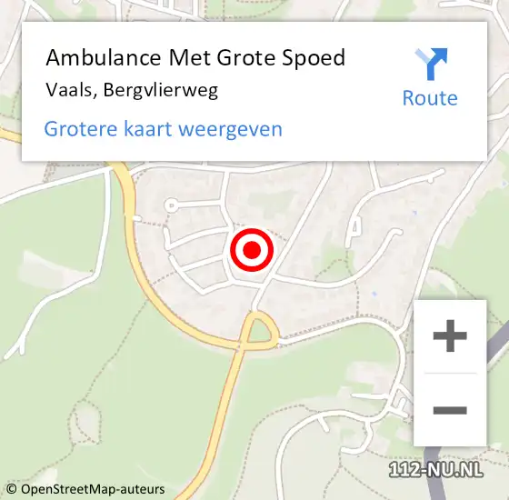 Locatie op kaart van de 112 melding: Ambulance Met Grote Spoed Naar Vaals, Bergvlierweg op 29 oktober 2015 12:31