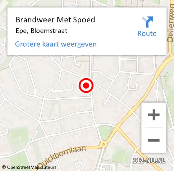 Locatie op kaart van de 112 melding: Brandweer Met Spoed Naar Epe, Bloemstraat op 13 september 2013 20:28