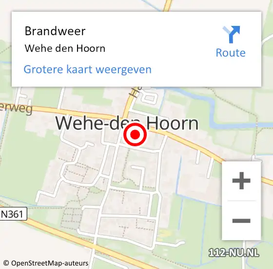 Locatie op kaart van de 112 melding: Brandweer Wehe-Den Hoorn op 29 oktober 2015 13:24