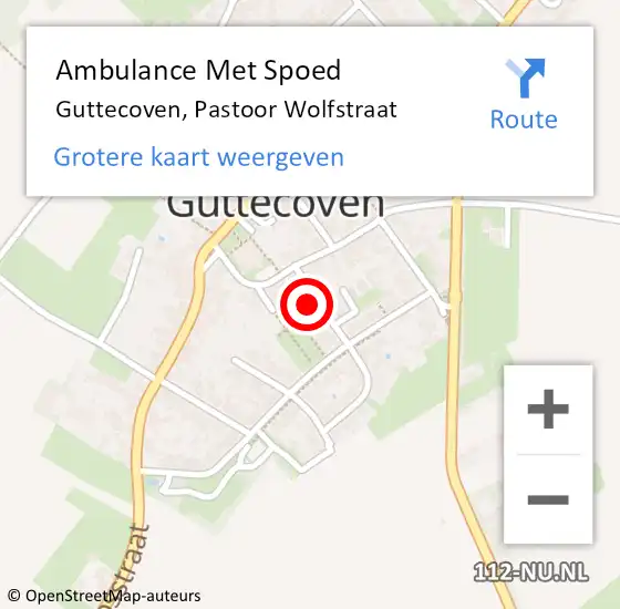 Locatie op kaart van de 112 melding: Ambulance Met Spoed Naar Guttecoven, Pastoor Wolfstraat op 13 september 2013 20:29