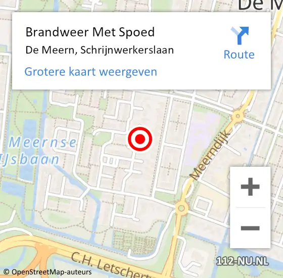 Locatie op kaart van de 112 melding: Brandweer Met Spoed Naar De Meern, Schrijnwerkerslaan op 29 oktober 2015 15:25