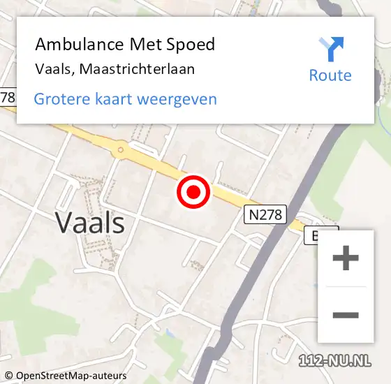 Locatie op kaart van de 112 melding: Ambulance Met Spoed Naar Vaals, Maastrichterlaan op 25 november 2013 11:28