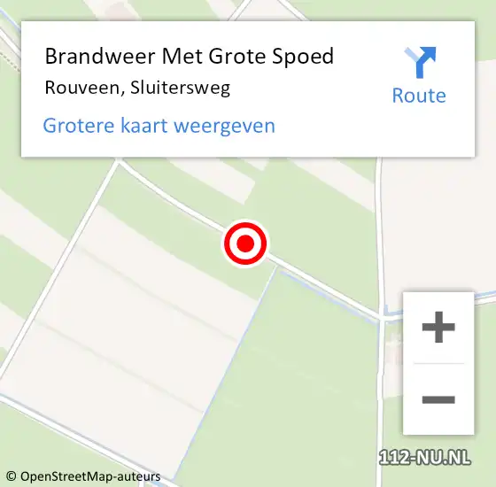 Locatie op kaart van de 112 melding: Brandweer Met Grote Spoed Naar Rouveen, Sluitersweg op 29 oktober 2015 16:35