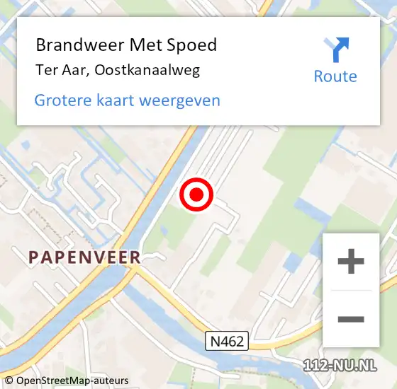 Locatie op kaart van de 112 melding: Brandweer Met Spoed Naar Ter Aar, Oostkanaalweg op 29 oktober 2015 16:59