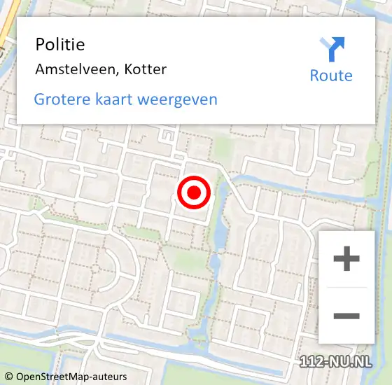 Locatie op kaart van de 112 melding: Politie Amstelveen, Kotter op 29 oktober 2015 17:09