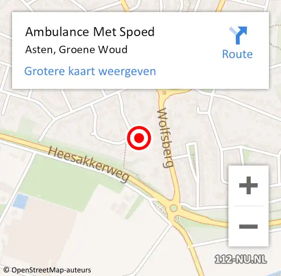 Locatie op kaart van de 112 melding: Ambulance Met Spoed Naar Asten, Groene Woud op 29 oktober 2015 17:47