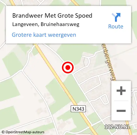 Locatie op kaart van de 112 melding: Brandweer Met Grote Spoed Naar Langeveen, Bruinehaarsweg op 29 oktober 2015 17:58