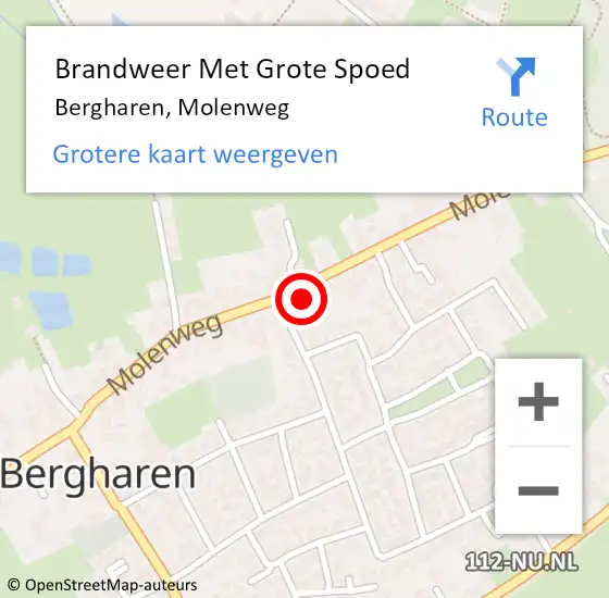 Locatie op kaart van de 112 melding: Brandweer Met Grote Spoed Naar Bergharen, Molenweg op 29 oktober 2015 18:37