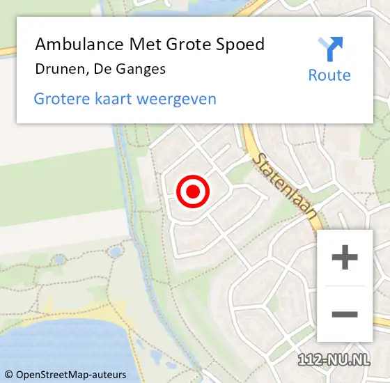 Locatie op kaart van de 112 melding: Ambulance Met Grote Spoed Naar Drunen, De Ganges op 29 oktober 2015 19:31