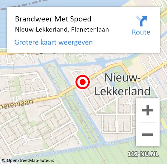 Locatie op kaart van de 112 melding: Brandweer Met Spoed Naar Nieuw-Lekkerland, Planetenlaan op 29 oktober 2015 21:17