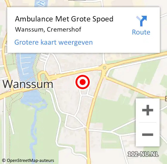 Locatie op kaart van de 112 melding: Ambulance Met Grote Spoed Naar Wanssum, Cremershof op 29 oktober 2015 22:08