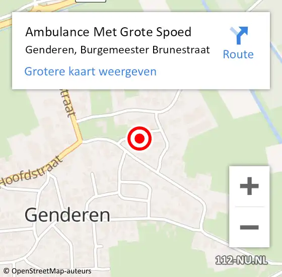 Locatie op kaart van de 112 melding: Ambulance Met Grote Spoed Naar Genderen, Burgemeester Brunestraat op 29 oktober 2015 22:47