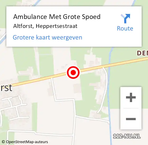 Locatie op kaart van de 112 melding: Ambulance Met Grote Spoed Naar Altforst, Heppertsestraat op 29 oktober 2015 22:49