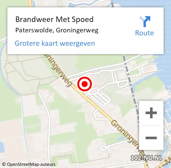 Locatie op kaart van de 112 melding: Brandweer Met Spoed Naar Paterswolde, Groningerweg op 30 oktober 2015 00:03