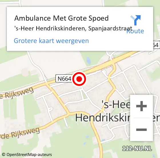 Locatie op kaart van de 112 melding: Ambulance Met Grote Spoed Naar 's-Heer Hendrikskinderen, Spanjaardstraat op 30 oktober 2015 02:36