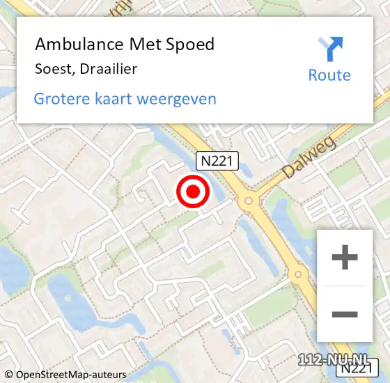 Locatie op kaart van de 112 melding: Ambulance Met Spoed Naar Soest, Draailier op 30 oktober 2015 06:41