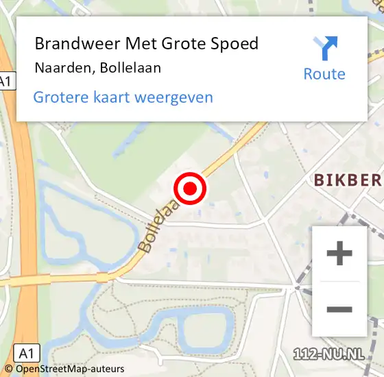 Locatie op kaart van de 112 melding: Brandweer Met Grote Spoed Naar Naarden, Bollelaan op 30 oktober 2015 06:59