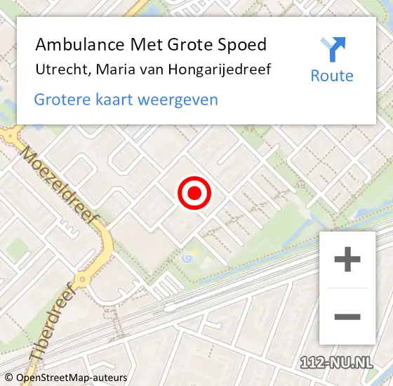 Locatie op kaart van de 112 melding: Ambulance Met Grote Spoed Naar Utrecht, Maria van Hongarijedreef op 30 oktober 2015 07:25