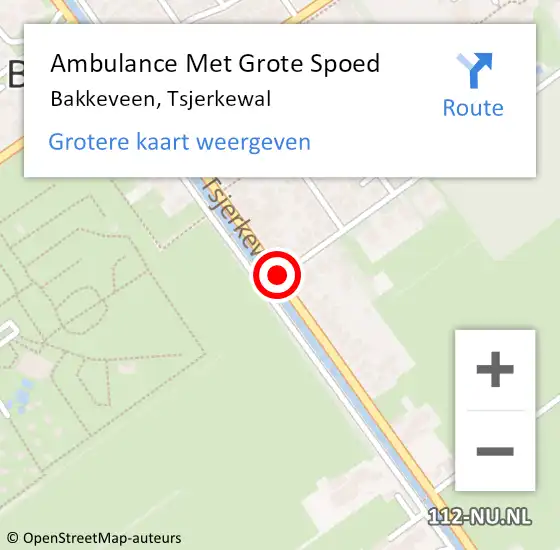 Locatie op kaart van de 112 melding: Ambulance Met Grote Spoed Naar Bakkeveen, Tsjerkewal op 30 oktober 2015 07:39