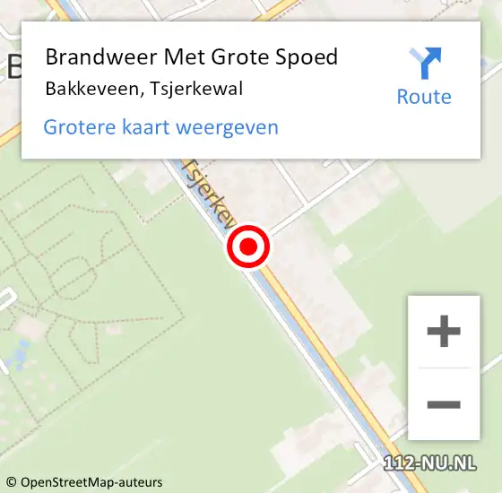 Locatie op kaart van de 112 melding: Brandweer Met Grote Spoed Naar Bakkeveen, Tsjerkewal op 30 oktober 2015 07:43