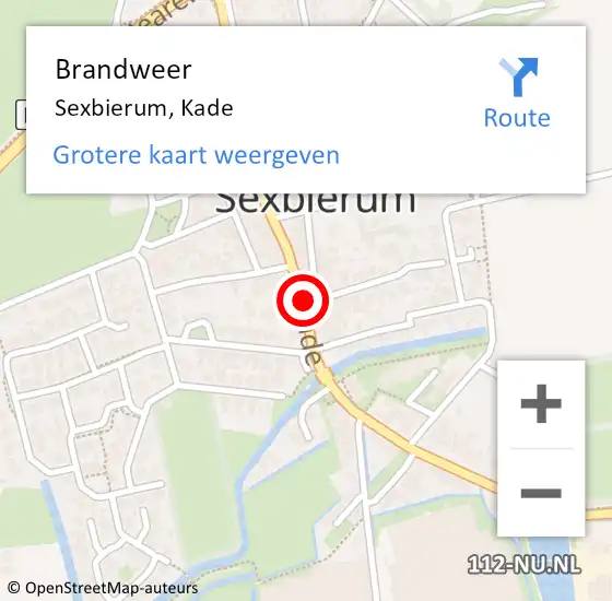 Locatie op kaart van de 112 melding: Brandweer Sexbierum, Kade op 30 oktober 2015 08:15