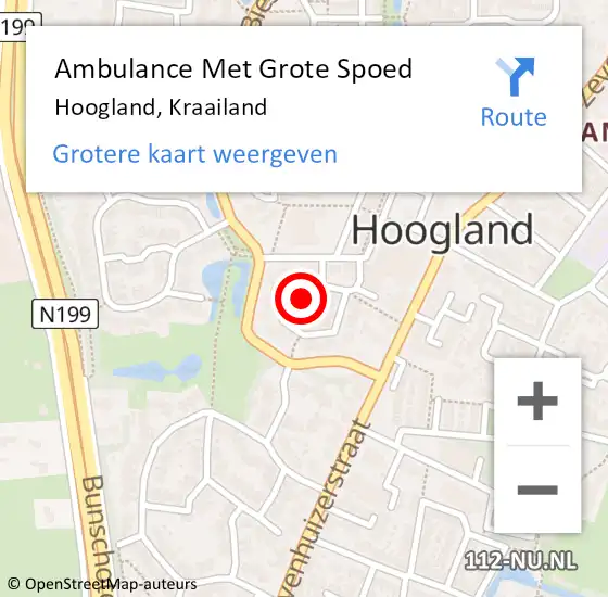 Locatie op kaart van de 112 melding: Ambulance Met Grote Spoed Naar Hoogland, Kraailand op 30 oktober 2015 08:19