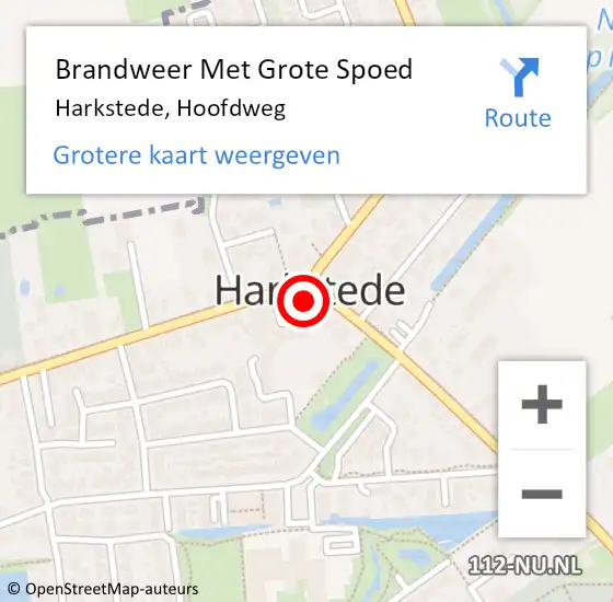 Locatie op kaart van de 112 melding: Brandweer Met Grote Spoed Naar Harkstede, Hoofdweg op 30 oktober 2015 08:32