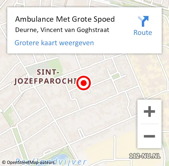 Locatie op kaart van de 112 melding: Ambulance Met Grote Spoed Naar Deurne, Vincent van Goghstraat op 30 oktober 2015 08:43