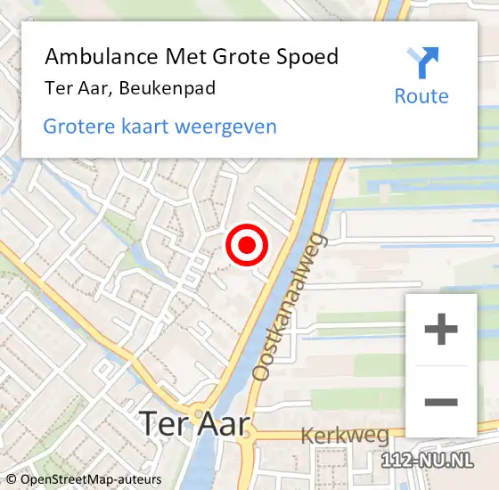 Locatie op kaart van de 112 melding: Ambulance Met Grote Spoed Naar Ter Aar, Beukenpad op 30 oktober 2015 09:19