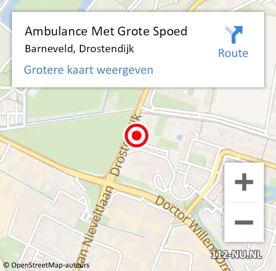 Locatie op kaart van de 112 melding: Ambulance Met Grote Spoed Naar Barneveld, Drostendijk op 30 oktober 2015 09:43