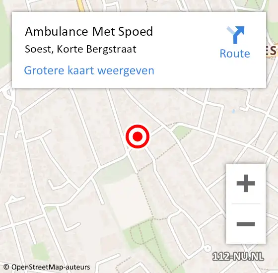 Locatie op kaart van de 112 melding: Ambulance Met Spoed Naar Soest, Korte Bergstraat op 30 oktober 2015 10:04