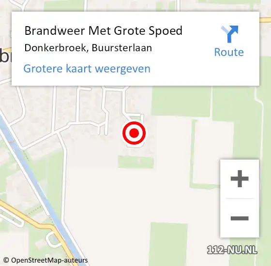 Locatie op kaart van de 112 melding: Brandweer Met Grote Spoed Naar Donkerbroek, Buursterlaan op 30 oktober 2015 10:54